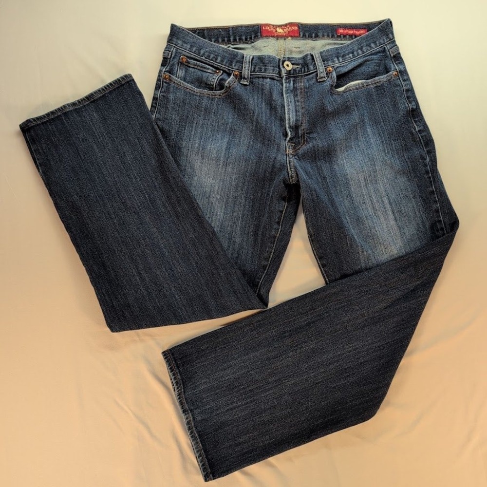 Lucky Brand 361 Vintage Straight Jeans Mens 34x32 Dark Wash Denim Blue 7M10505